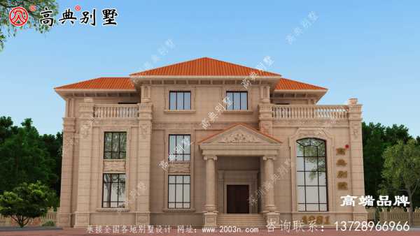 复式设计的农村别墅，大气透明的大窗户，整个房子特别明亮
