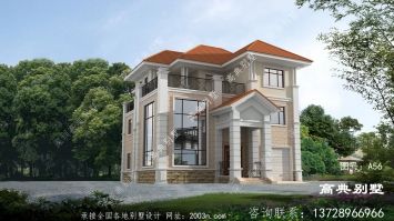农村自建房欧式三层别墅带车库