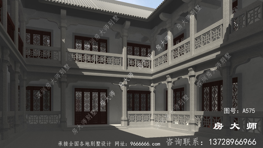 农村人都愿意建的户型，两层中式四合院客派别墅