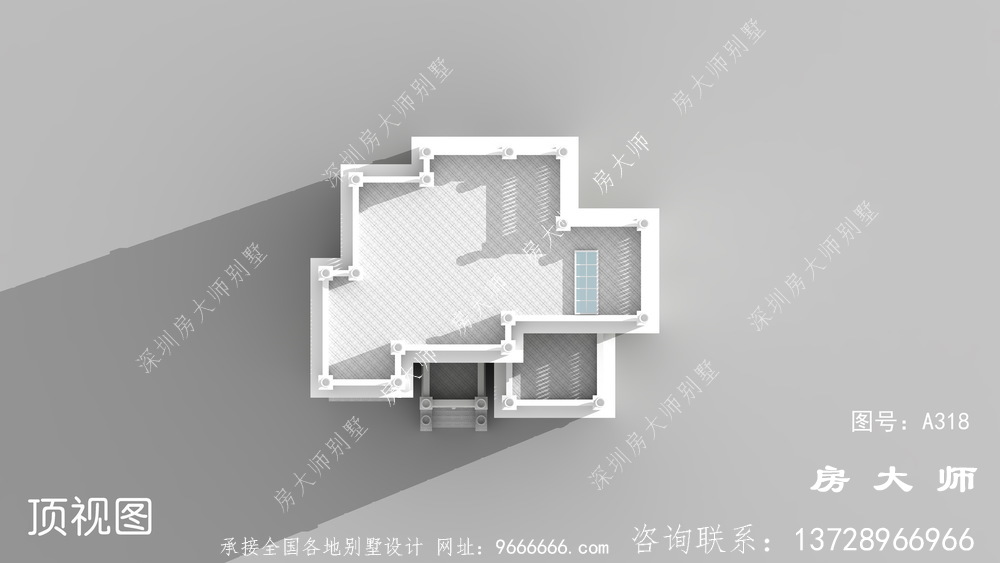 造型经典的三层法式风格别墅效果图