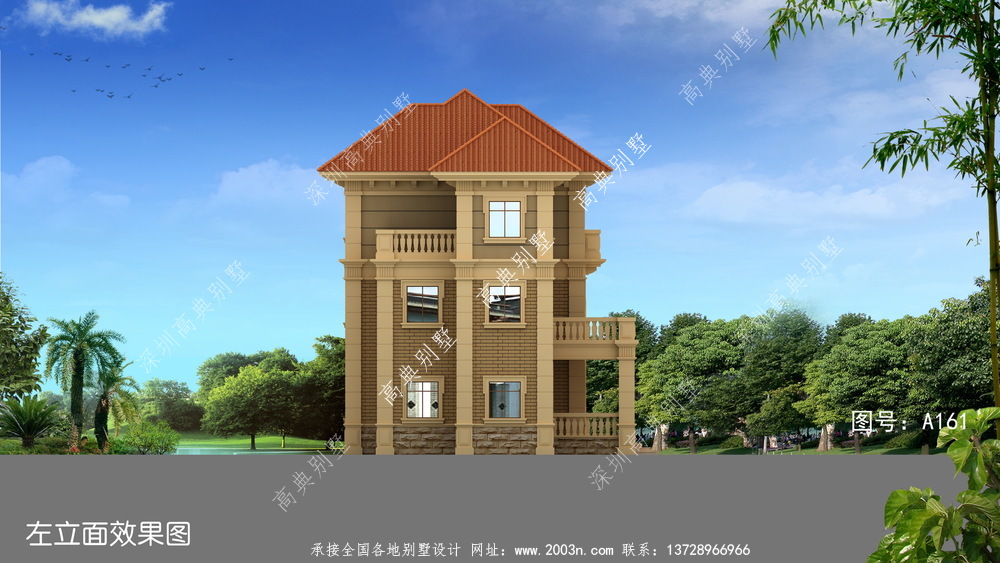 新农村单户欧洲现代三层别墅设计