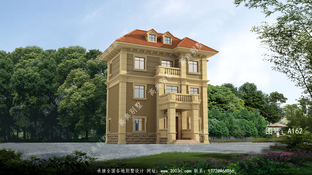 新型农村独栋简欧三层别墅设计图