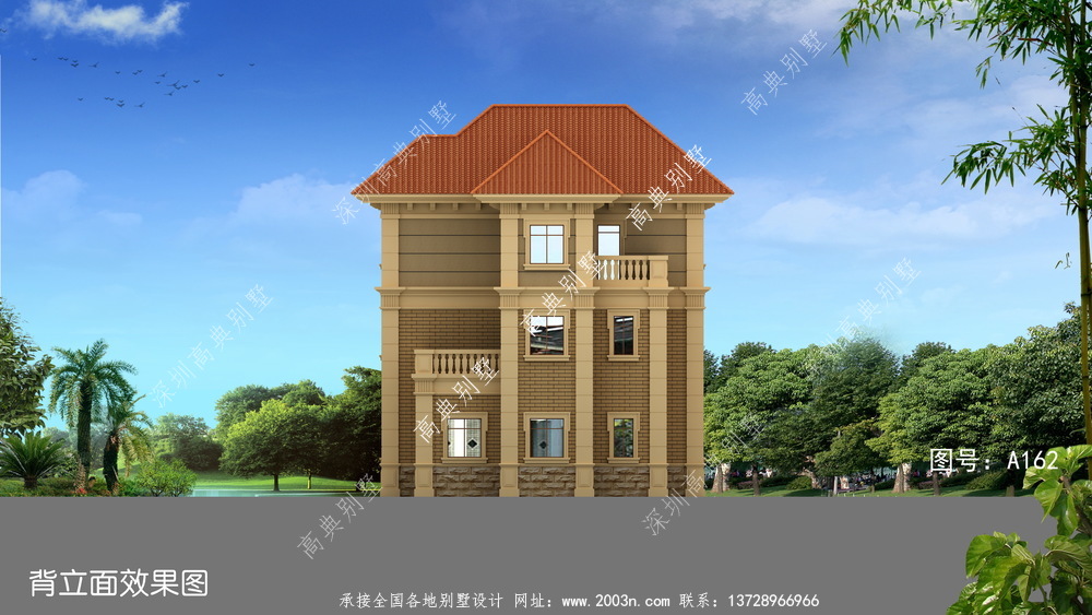 新型农村独栋简欧三层别墅设计图