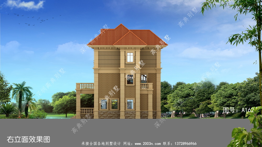 新型农村独栋简欧三层别墅设计图