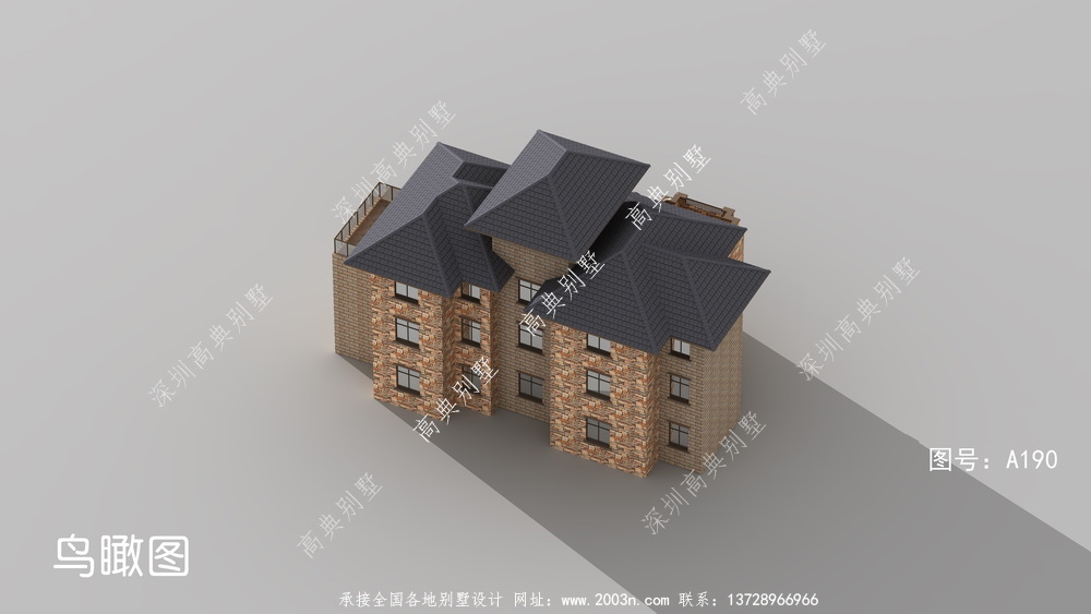 当代欧式三层楼农村别墅设计图，大户型
