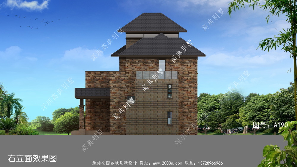 当代欧式三层楼农村别墅设计图，大户型