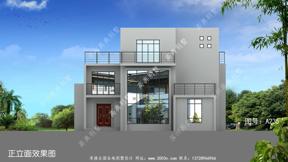 现代新型三层乡村别墅设计，小型公寓设计
