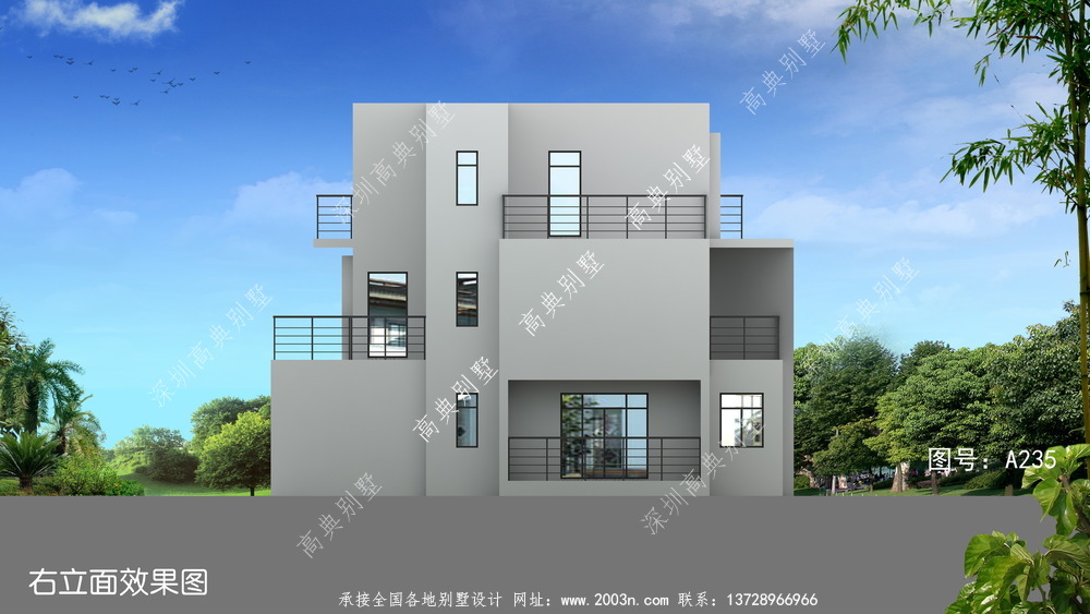 现代新型三层乡村别墅设计，小型公寓设计