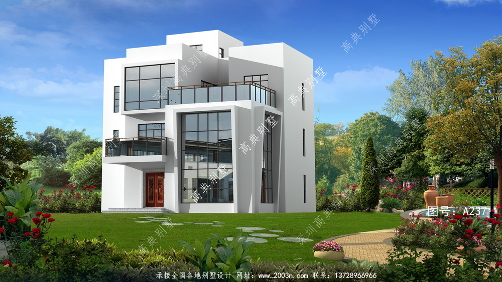 现代三层农村别墅设计图，小户型设计