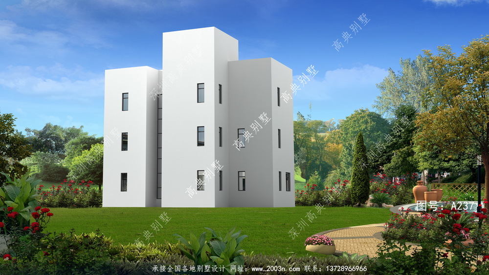 现代三层农村别墅设计图，小户型设计