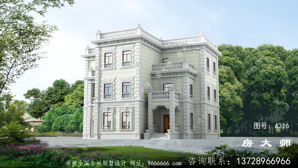 法式风格别墅外观设计效果图