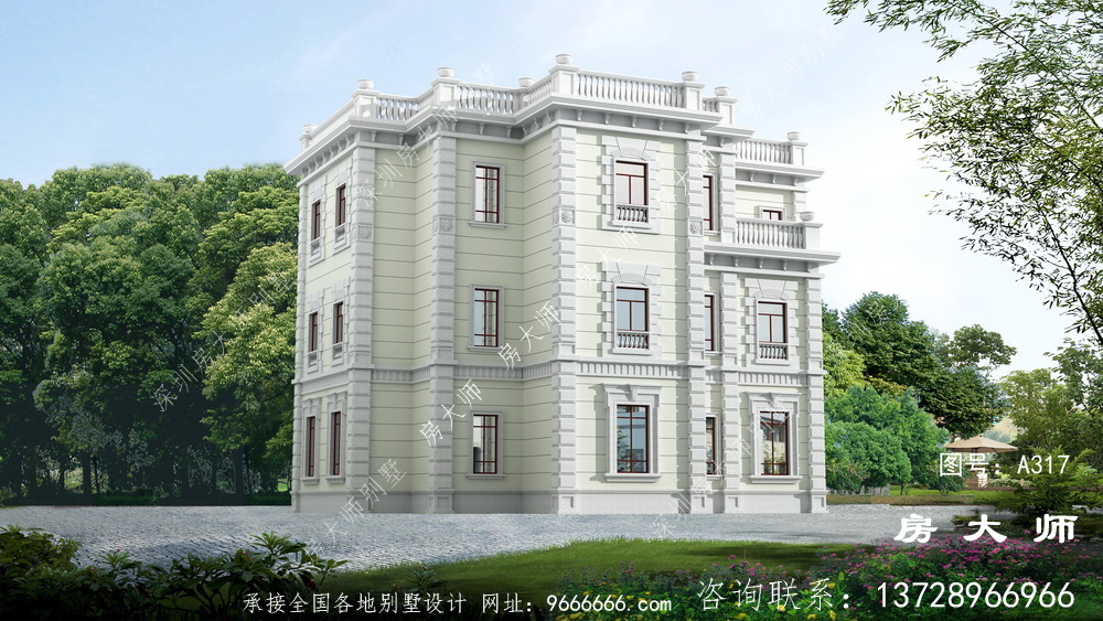 三层法式风格别墅设计效果图
