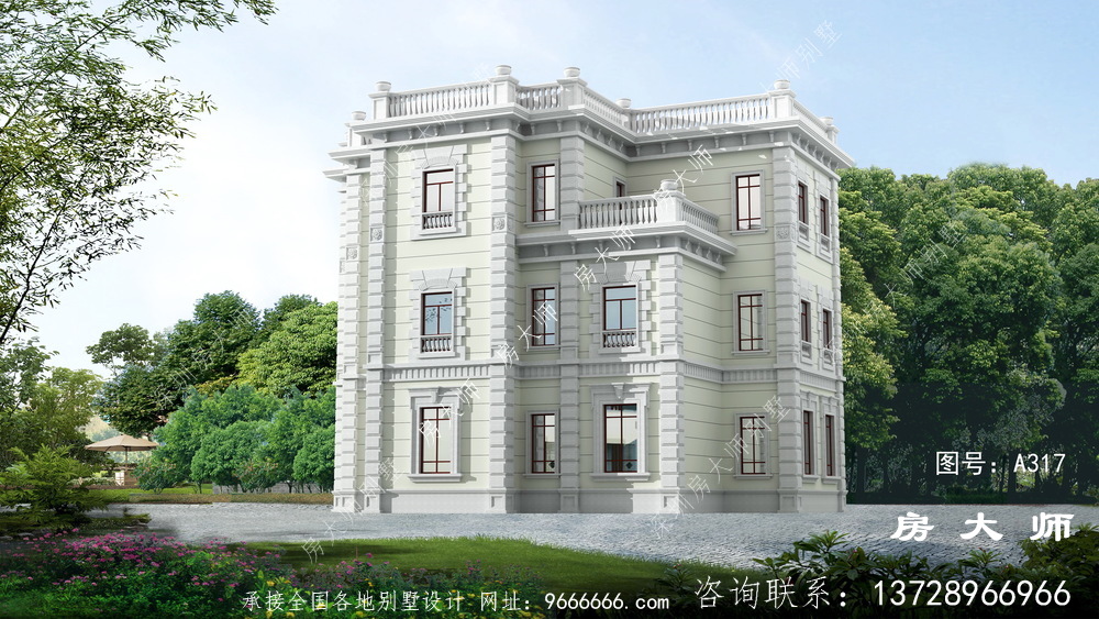 三层法式风格别墅设计效果图