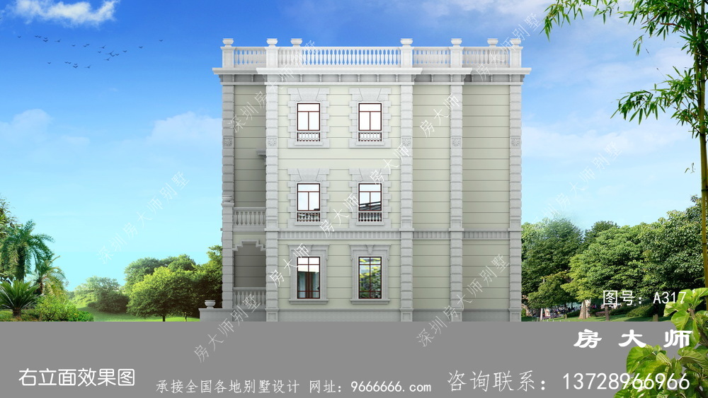 三层法式风格别墅设计效果图