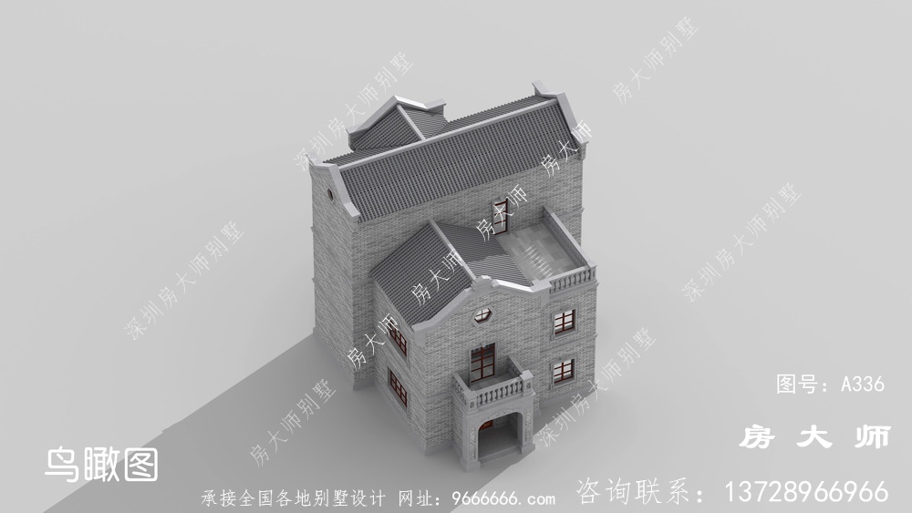 奢华新中式别墅外观设计效果图
