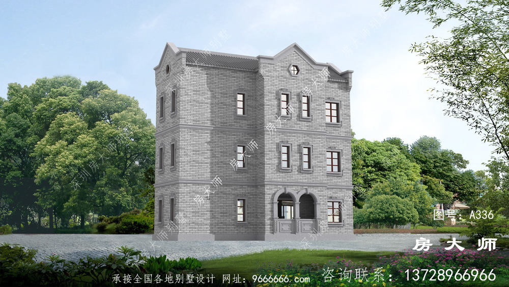 奢华新中式别墅外观设计效果图
