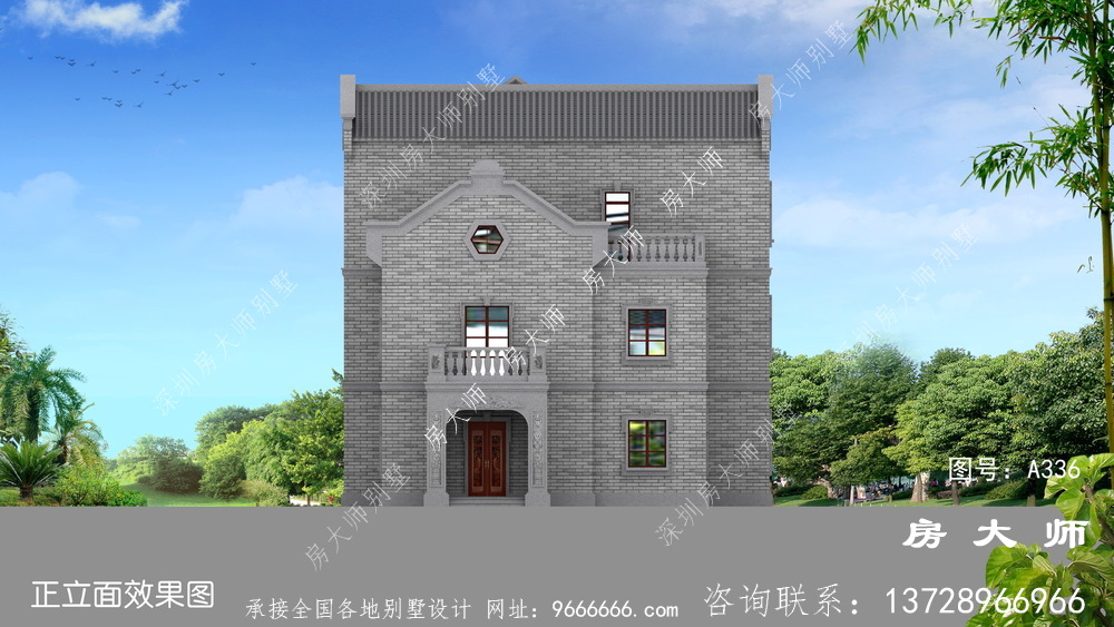 奢华新中式别墅外观设计效果图