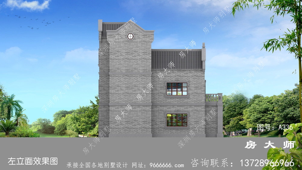 奢华新中式别墅外观设计效果图