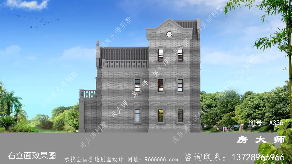 奢华新中式别墅外观设计效果图