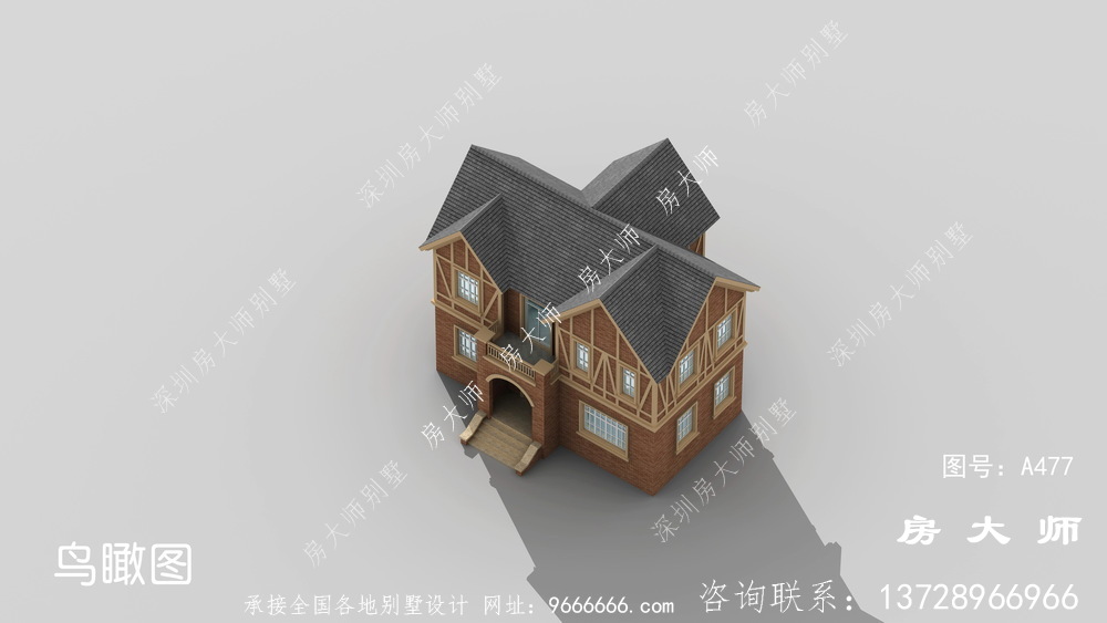  独特英式风格二层别墅效果图