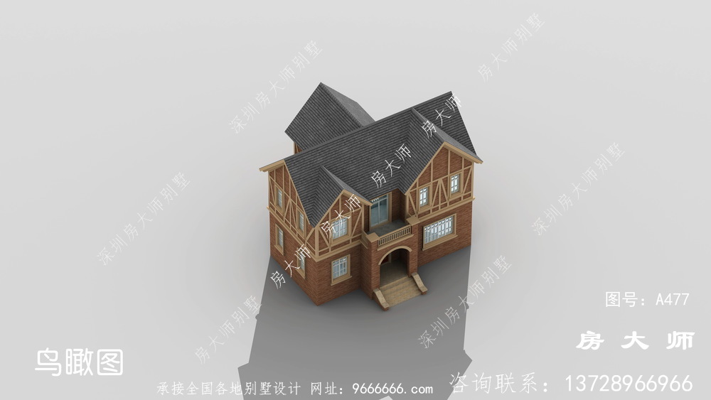  独特英式风格二层别墅效果图