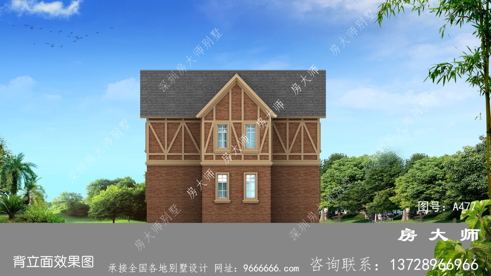  独特英式风格二层别墅效果图