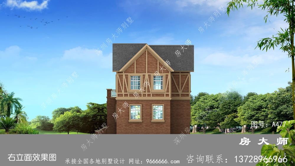  独特英式风格二层别墅效果图