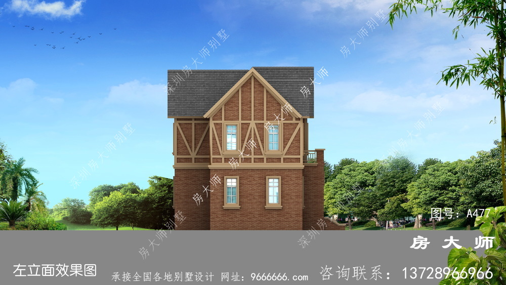  独特英式风格二层别墅效果图