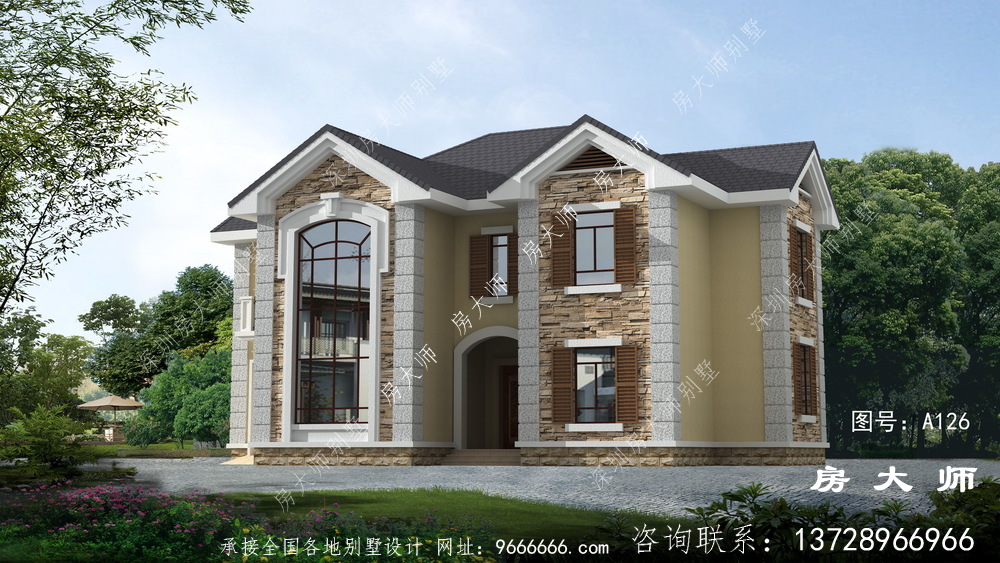 豪华美式两层外观效果图