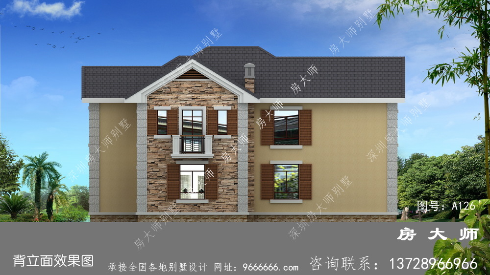豪华美式两层外观效果图