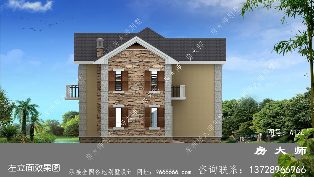 豪华美式两层外观效果图