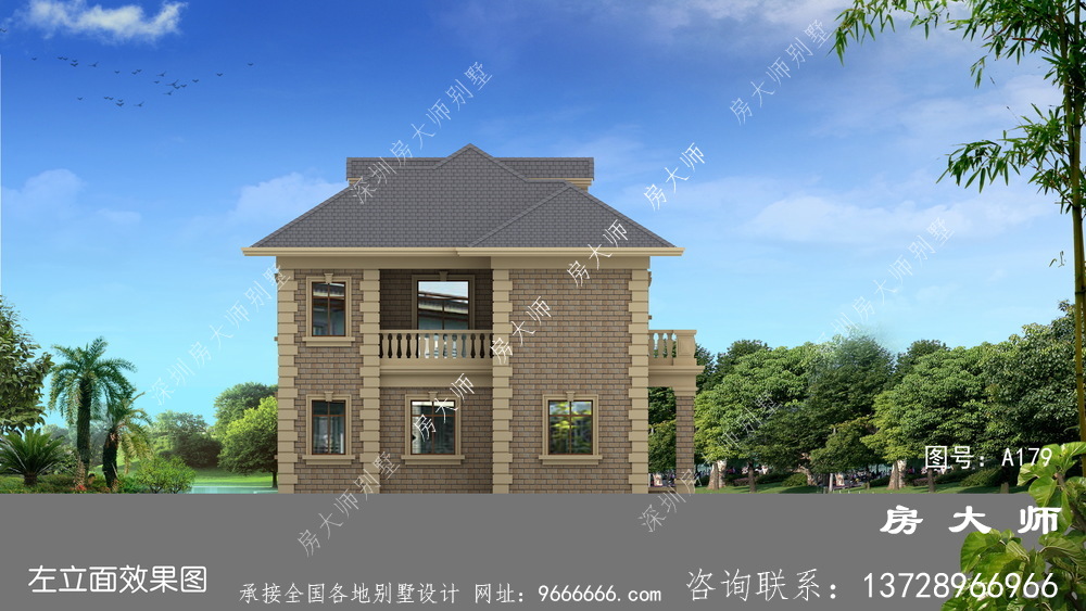 豪华双拼欧式两层外观效果图