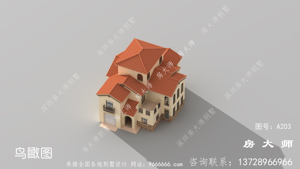 欧式两层设计施工图，包括外观效果图