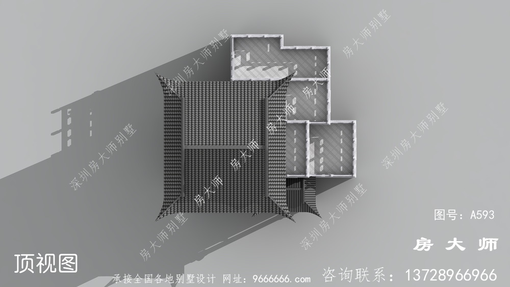 农村中式风格别墅外观效果图