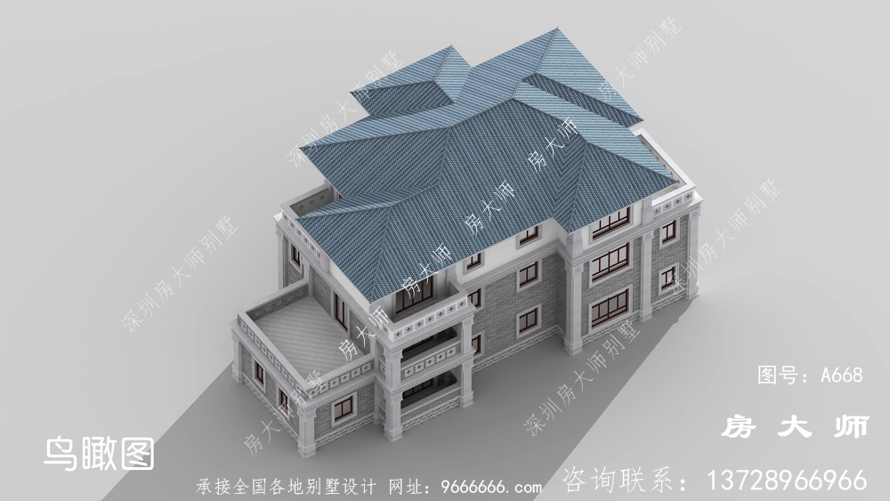 美丽而壮观的三层中式别墅