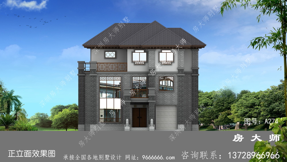 三楼中式乡村别墅设计图