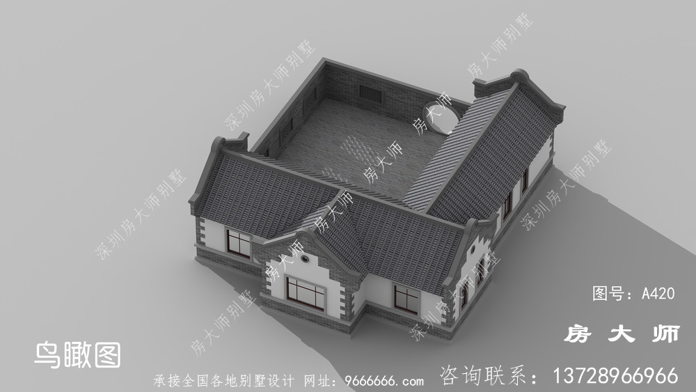 三层设计图，古典豪宅外观图精致