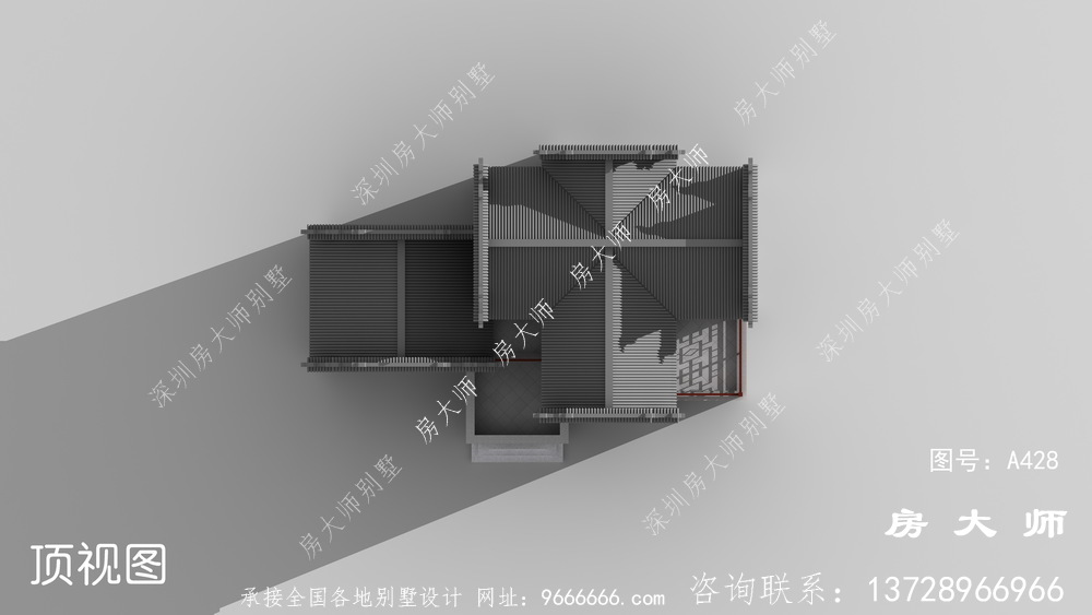 中式三层设计方案施工图纸，含外型设计效果图