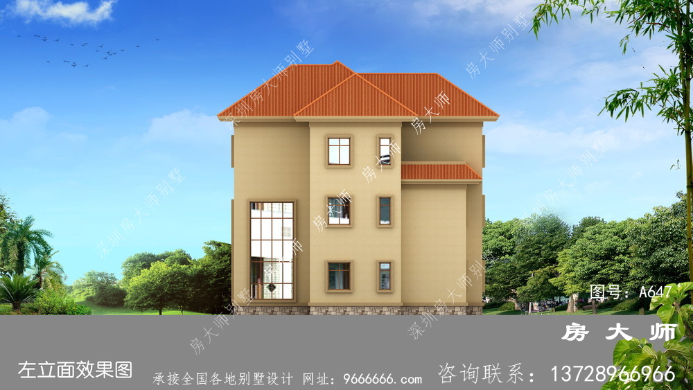 乡村的三层简欧别墅，户型大，室内布局齐全