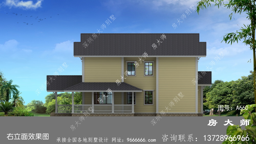 二层简欧式古典乡村别墅整套设计图纸