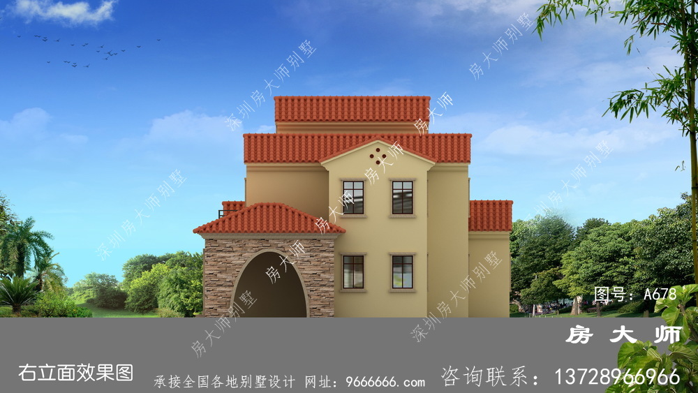 乡村简洁二层别墅设计图，外型时尚潮流简单