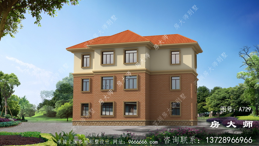 大气三层简欧别墅设计图，大户型，适合农村自建