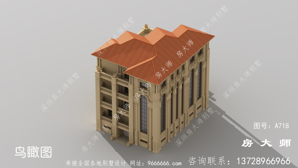 三层大气的欧式豪华别墅设计，外观稳定高端。