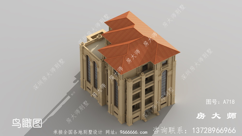 三层大气的欧式豪华别墅设计，外观稳定高端。