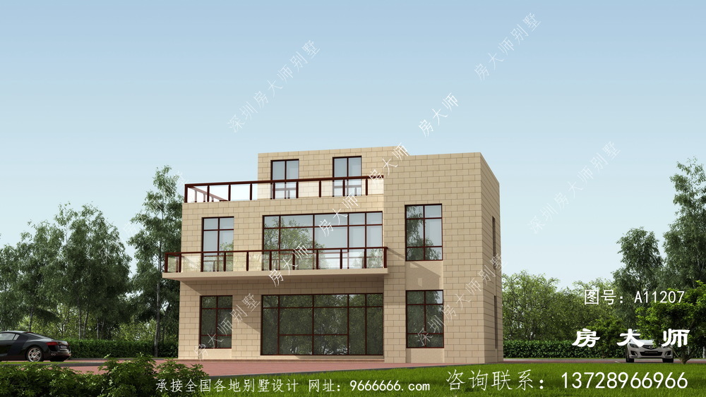 舒适明亮现代风格小别墅设计图