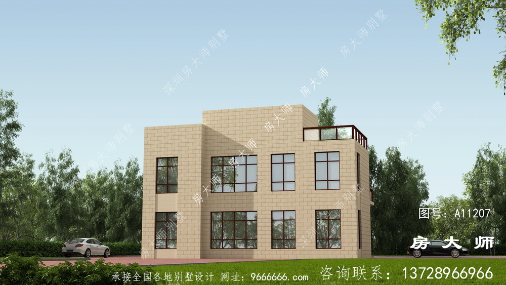 舒适明亮现代风格小别墅设计图