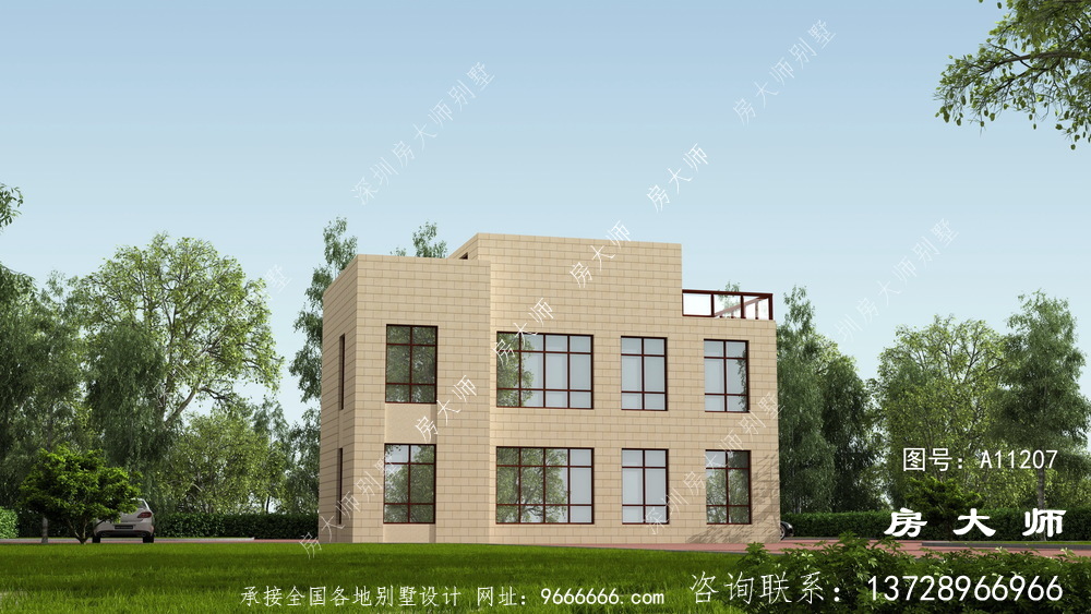 舒适明亮现代风格小别墅设计图