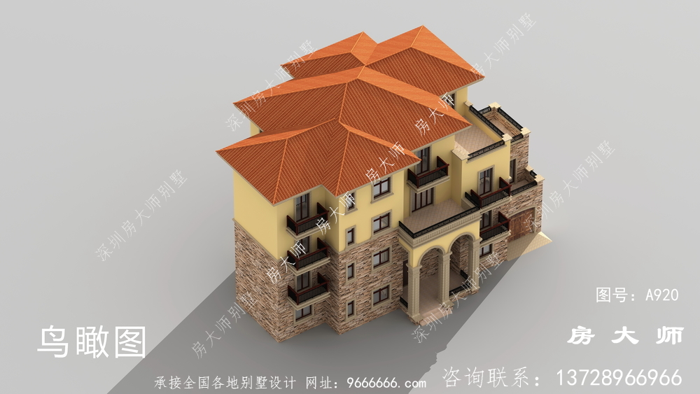 四层建筑别墅，是一幅简单的欧式外景。
