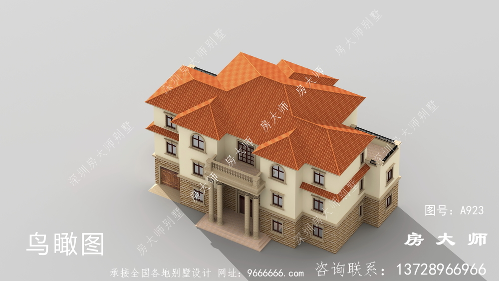 农村建造三层别墅外观设计效果图