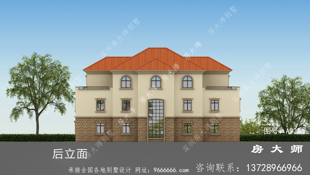 农村建造三层别墅外观设计效果图